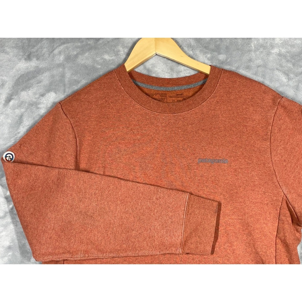 Patagonia Mens Uprisal Crew Sweatshirt Rust Orange Heather Recycled Fleece M